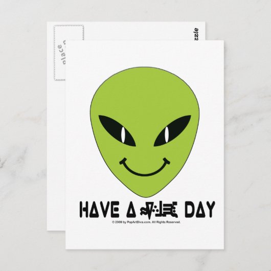 Alien Face Briefkaart (Voorkant / Achterkant)