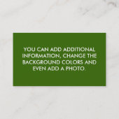 Alien Face Business - Profielkaart Visitekaartje (Achterkant)