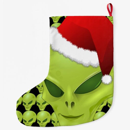 Alien Face-kerststuring Grote Kerstsok (Achterkant)