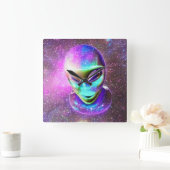 Alien Face komt uit de Galaxy Sky Vierkante Klok (Huis)