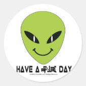 Alien Face Ronde Sticker (Voorkant)