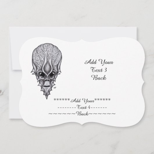 Alien Face, voeg Jouw tekst toe Kaart (Achterkant)