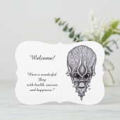 Alien Face, voeg Jouw tekst toe Kaart (Staand voorkant)