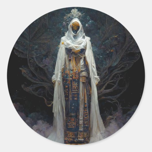 Alien Fae Fantasy Sci-Fi Ronde Sticker (Voorkant)