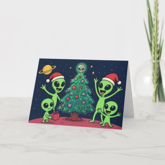 Alien Family Christmas Kaart (Voorkant)