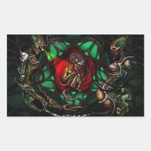 Alien Family Decal Rechthoekige Sticker (Voorkant)