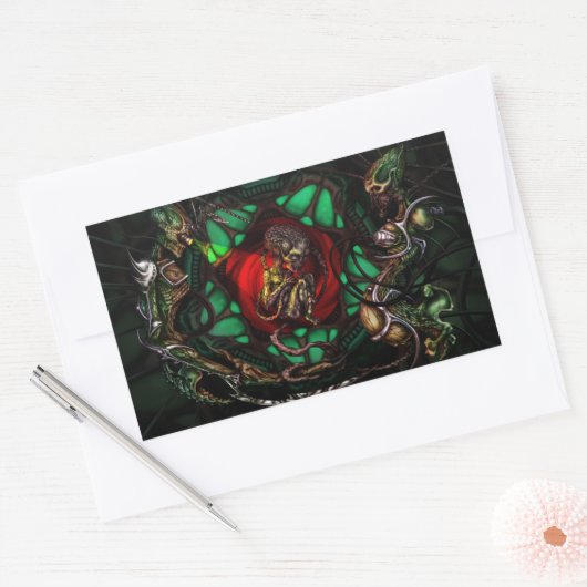 Alien Family Decal Rechthoekige Sticker (Envelop)