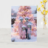 Alien Family kerstvakantie portret Kaart (Gele Bloem)