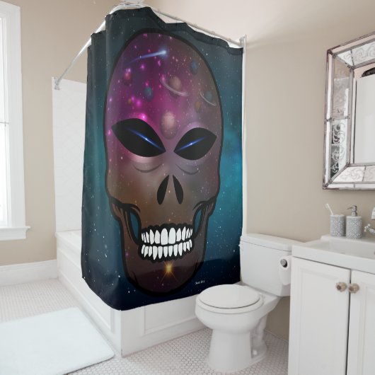 Alien Fantasy Skull Shower Curtain Douchegordijn (In situ)