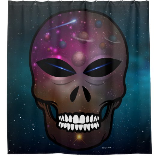Alien Fantasy Skull Shower Curtain Douchegordijn (Voorkant)