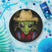 Alien Farmer UFO Alien Buitenspatie Papieren Bordje (Feest)