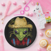 Alien Farmer UFO Alien Buitenspatie Papieren Bordje (Feest)