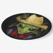 Alien Farmer UFO Alien Buitenspatie Papieren Bordje (Gekanteld)