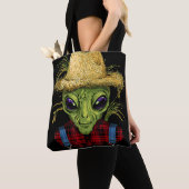 Alien Farmer UFO Alien Buitenspatie Tote Bag (Dichtbij)