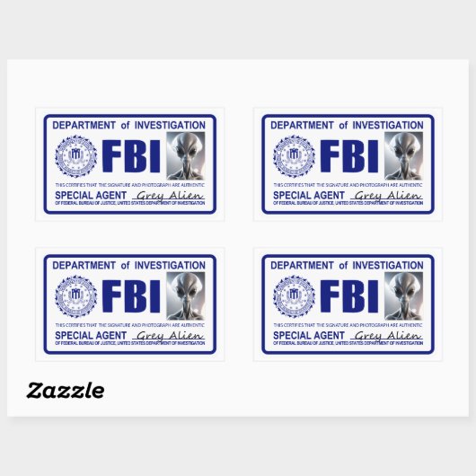 Alien FBI Credentials Rechthoekige Sticker (Vel)