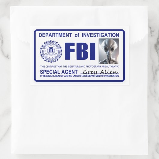 Alien FBI Credentials Rechthoekige Sticker (Tas)