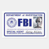 Alien FBI Credentials Rechthoekige Sticker (Voorkant)