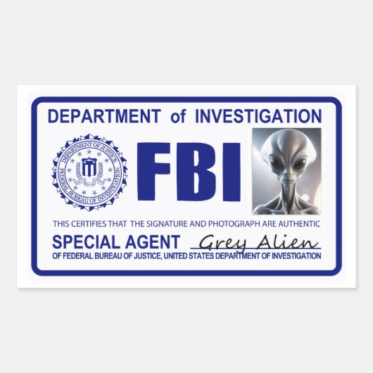 Alien FBI Credentials Rechthoekige Sticker (Voorkant)