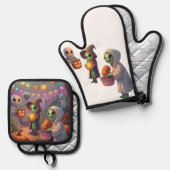 Alien Feast | Weird Sci-Fi Christmas Art Ovenwant & Pannenlap Set (Voorkant / Achterkant)