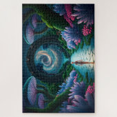 Alien Figure loopt naar een verre planeet van Star Legpuzzel (Verticaal)