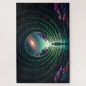 Alien Figure loopt naar een verre planeet van Star Legpuzzel (Verticaal)