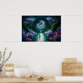 Alien Figure loopt naar een verre planeet van Star Poster (Keuken)