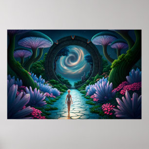 Alien Figure loopt naar een verre planeet van Star Poster