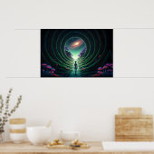 Alien Figure loopt naar een verre planeet van Star Poster (Keuken)
