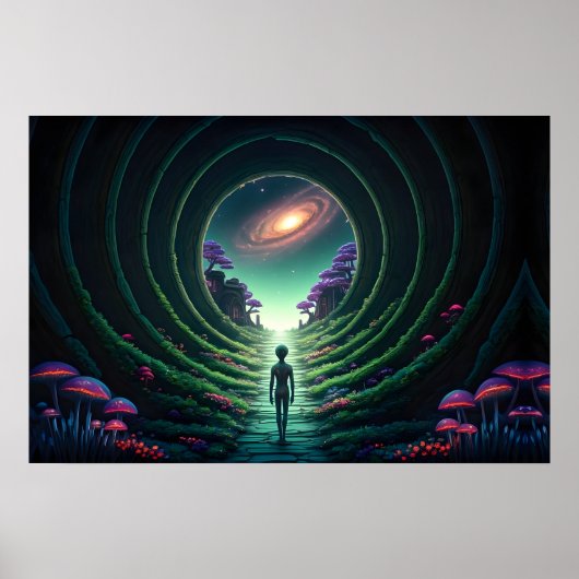 Alien Figure loopt naar een verre planeet van Star Poster (Voorkant)
