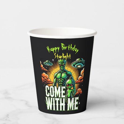 Alien Figures: avonturen in de ruimte Papieren Bekers (Achterkant)