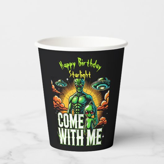 Alien Figures: avonturen in de ruimte Papieren Bekers (Voorkant)