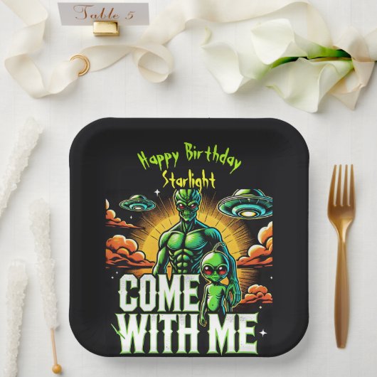 Alien Figures: avonturen in de ruimte Papieren Bordje (Huwelijk)