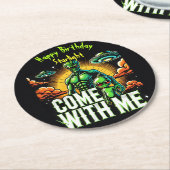 Alien Figures: avonturen in de ruimte Ronde Kartonnen Onderzetter (Gebogen)