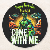 Alien Figures: avonturen in de ruimte Ronde Kartonnen Onderzetter (Voorkant)