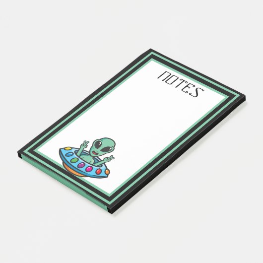 Alien Flying Saucer Post-it Notes (Schuin)