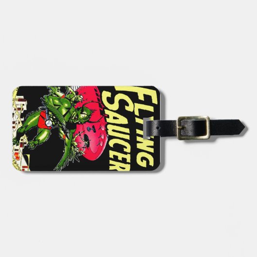 Alien Flying Saucers  Comic Book Art Bagagelabel (Voorkant horizontaal)