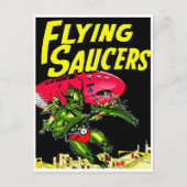 Alien Flying Saucers  Comic Book Art Briefkaart (Voorkant)