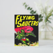 Alien Flying Saucers  Comic Book Art Briefkaart (Staand voorkant)