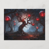 Alien Forest, Twisted Trees, Glowing Red Orbs Briefkaart (Voorkant)