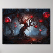 Alien Forest, Twisted Trees, Glowing Red Orbs Poster (Voorkant)