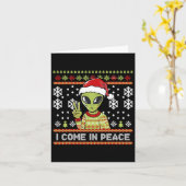 Alien Funny Christmas Ik kom in vrede Kaart (Gele Bloem)