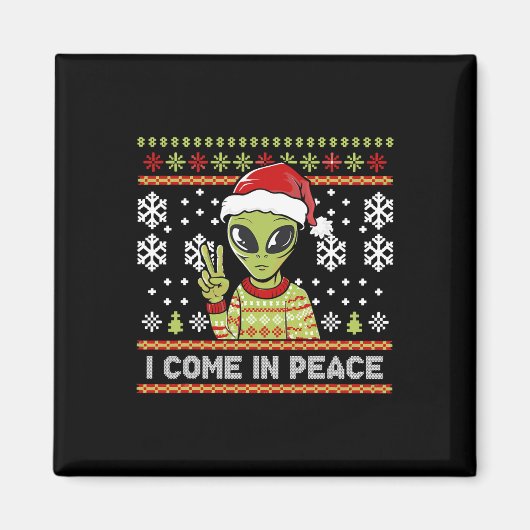 Alien Funny Christmas Ik kom in vrede Magneet (Voorkant)