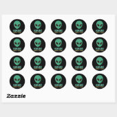 Alien Funny Humans zijn geen echte Schattigee UFO  Ronde Sticker (Vel)