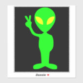 ALIEN FUNNY UFO PEACE CAR DECAL STICKER (Vel)