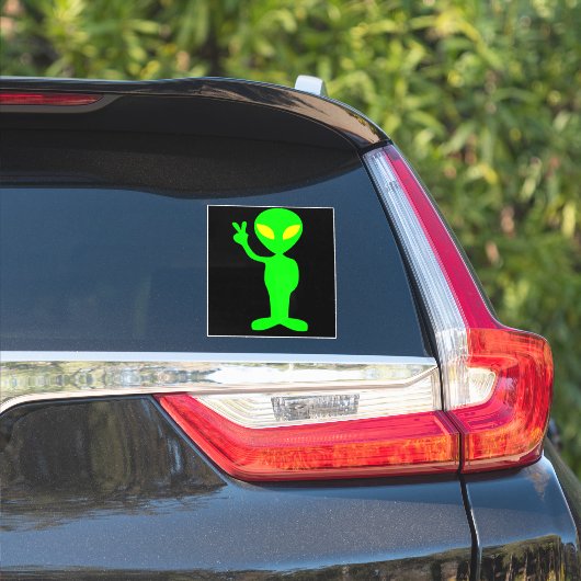 ALIEN FUNNY UFO PEACE CAR DECAL STICKER (Auto Zijkant)