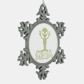 Alien Gaijin ~ Kanji Nihongo / Japanse taal Tin Sneeuwvlok Ornament (Links)