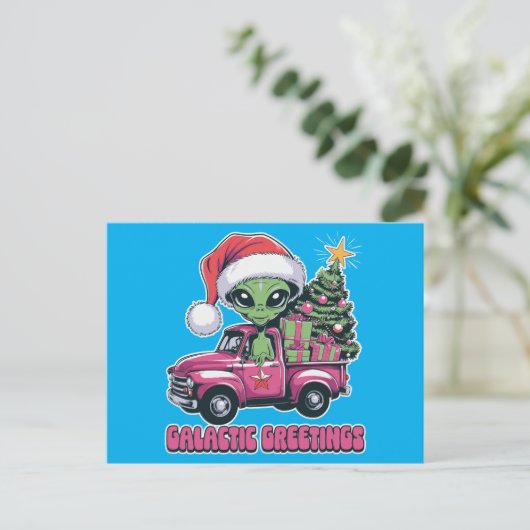 Alien Galactic Greetings Feestdagenkaart (Staand voorkant)