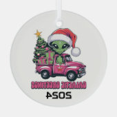 Alien Galactic Greetings Glas Ornament (Achterkant)