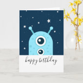 Alien Galaxy Astronaut Outer Space Verjaardagsjong Kaart (Gele Bloem)