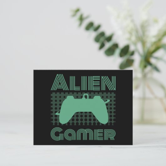Alien Gamer Briefkaart (Staand voorkant)